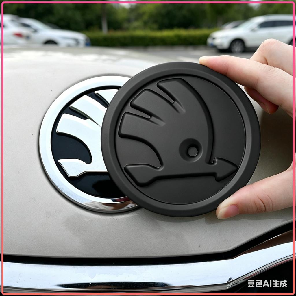 GNL1  80/90/100MM Car Front Grille Logo Hood Badge Emblem Sticker Auto Accessories For Skoda Fabia Octavia Karoq Kodiaq Kamiq Superb