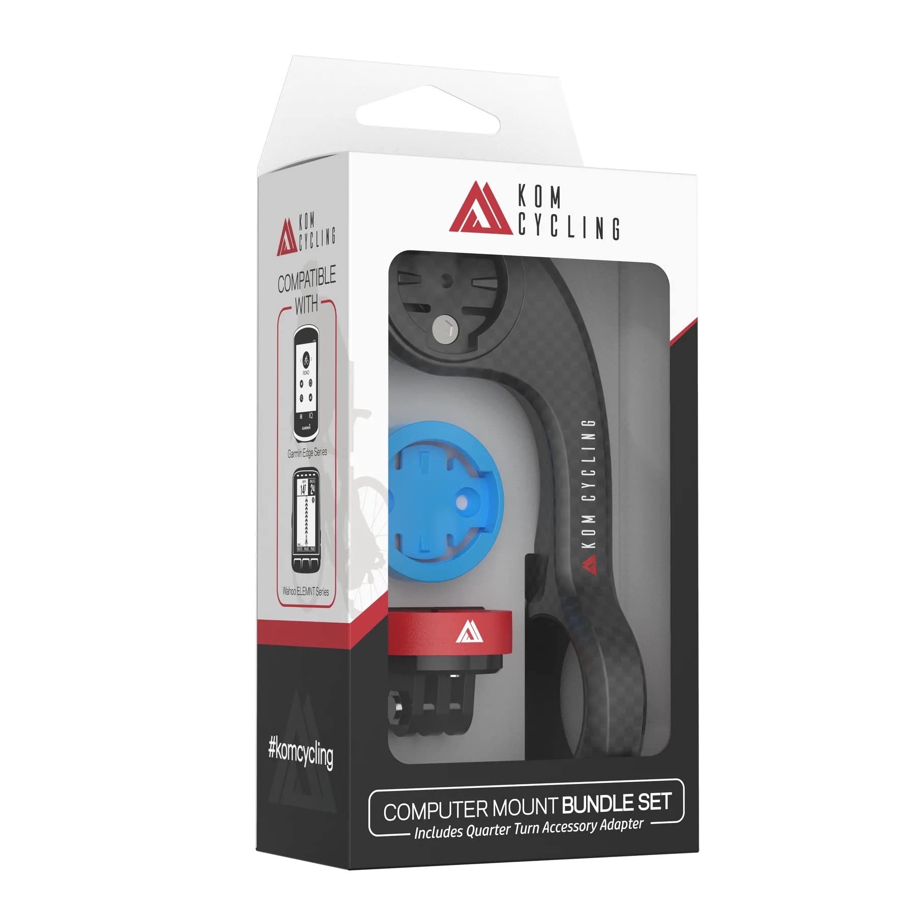 KOM Cycling Cycling Computer Mount Bundle Kit with Quick Release Adapter Carbon Combo Set