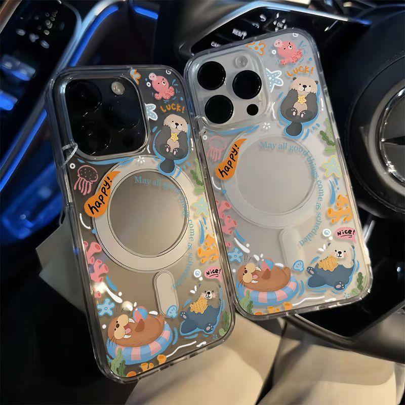 Magnetic Phone Case For iPhone 17 17E 16 16E 15 14 13 12 11 Pro Max Plus Air Clear Cute Cartoon Soft TPU Shockproof Cover