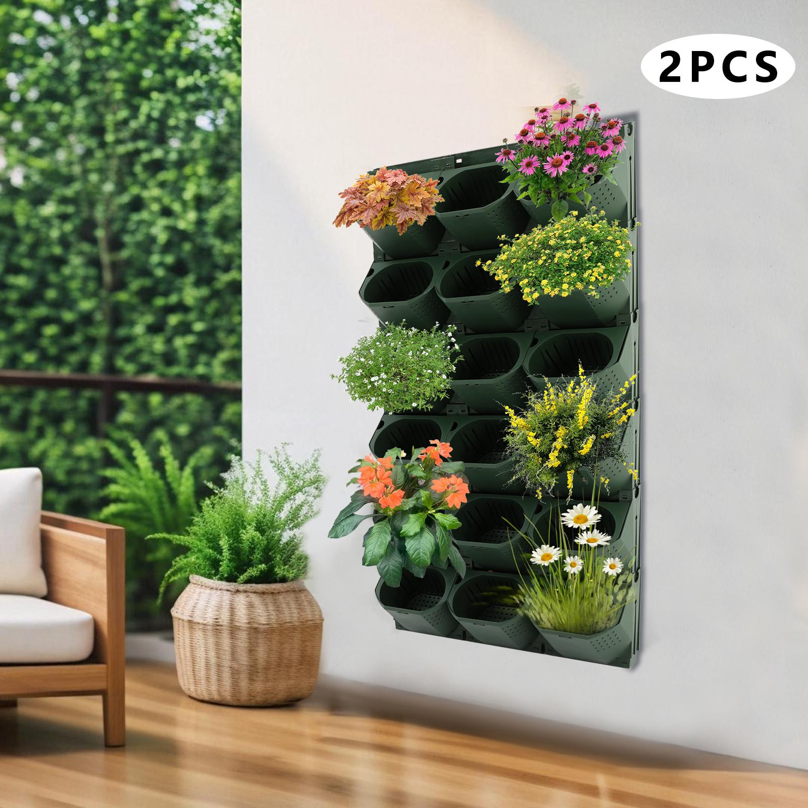 

36-Slot Vertical Wall Planter, Military Green Hanging Garden Pots, 12-Pack Wall-Mounted Plant Holder - Each Pot 300ml Capacity армия зеленый