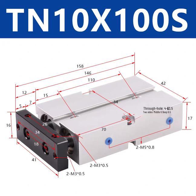 Double Shaft Pneumatic Cylinder with Dual Piston Rods TN10-40