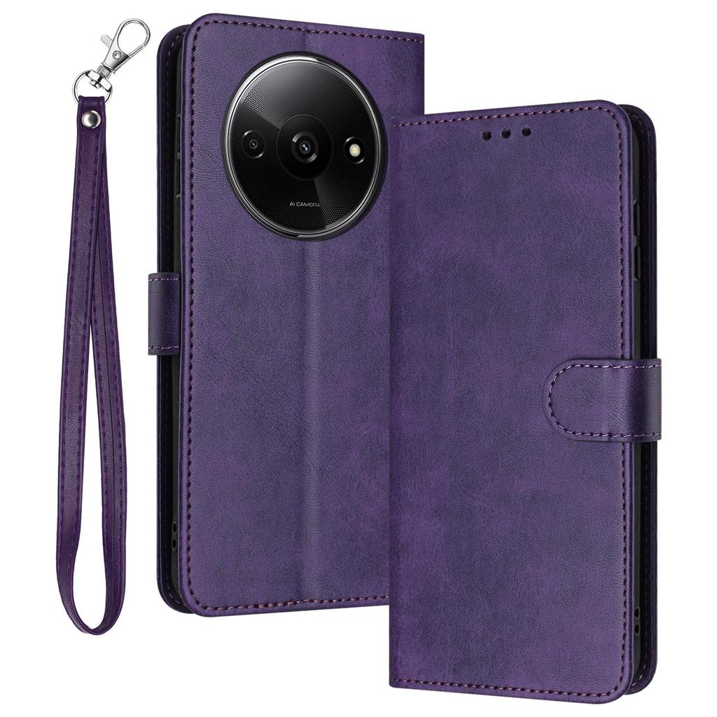 For Xiaomi Redmi A3/Poco C61 4G Case Magnetic Clasp Leather Wallet Stand Phone Cover with Strap