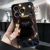 Anime cartoon cat illustration For Apple iPhone 17 16 16E 15 14 13 12 11 Pro Max Plus Black Soft Silicone Phone Case