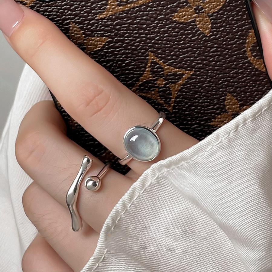 Xiaomi 925 Sterling Silver Oval Blue Stone Rings For Women Counple Wedding Engagement Silver Women's Vintage Ring Fine Jewelry