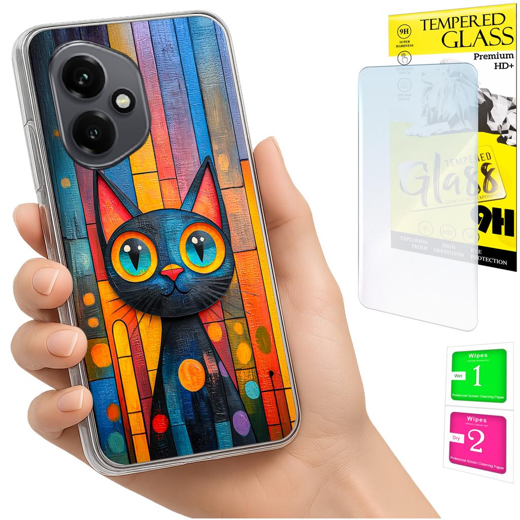Etui Do Honor X7D / 400 Smart Obudowa Foto Case Plecki Kotek + Szkło 9H