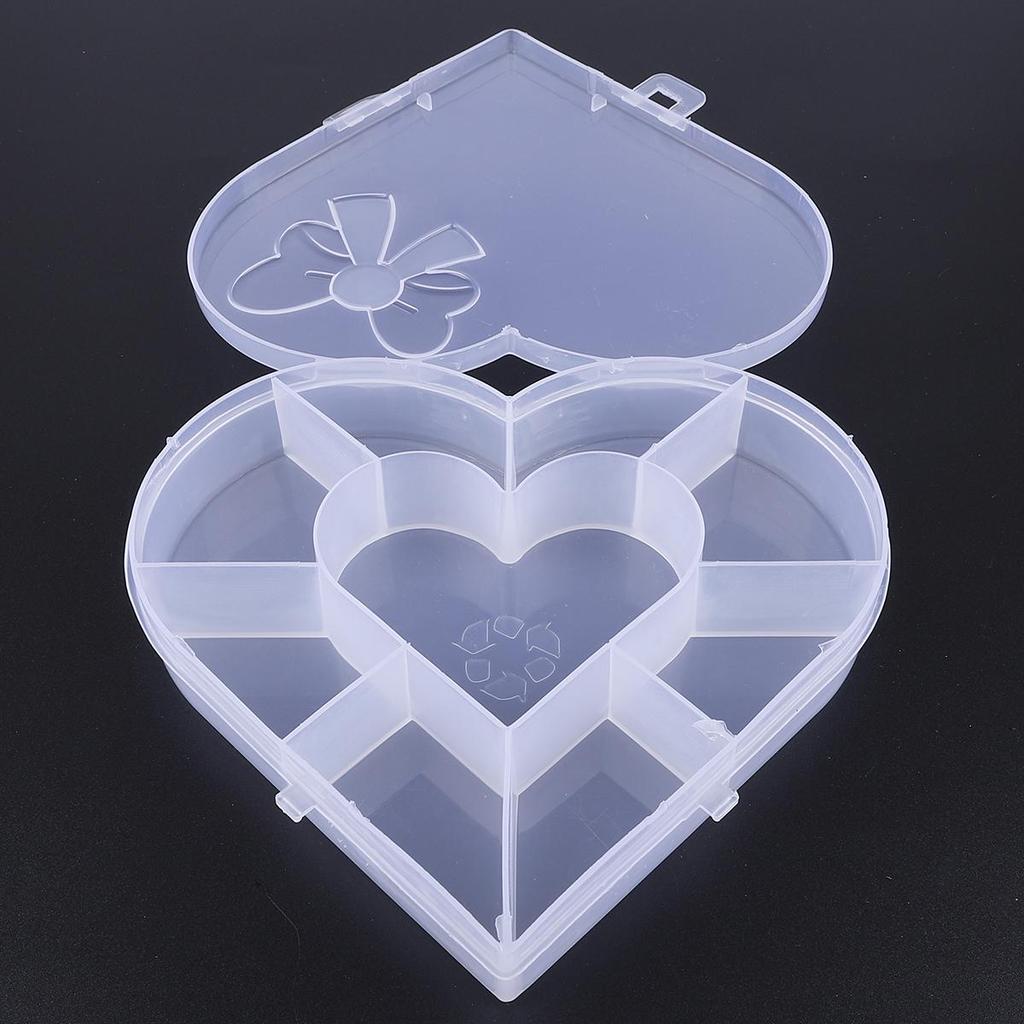 PVC Adjustable Practical Heart Storage Box Bead Ring Box Jewelry Presentation Organizer