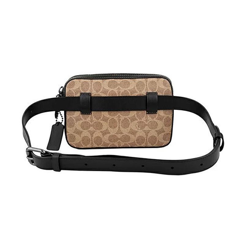 Coach Metropolitan 21 Classic Presbyopic Color Matching Pebbled Soft Leather Waist Bag Small Size Men's Khaki