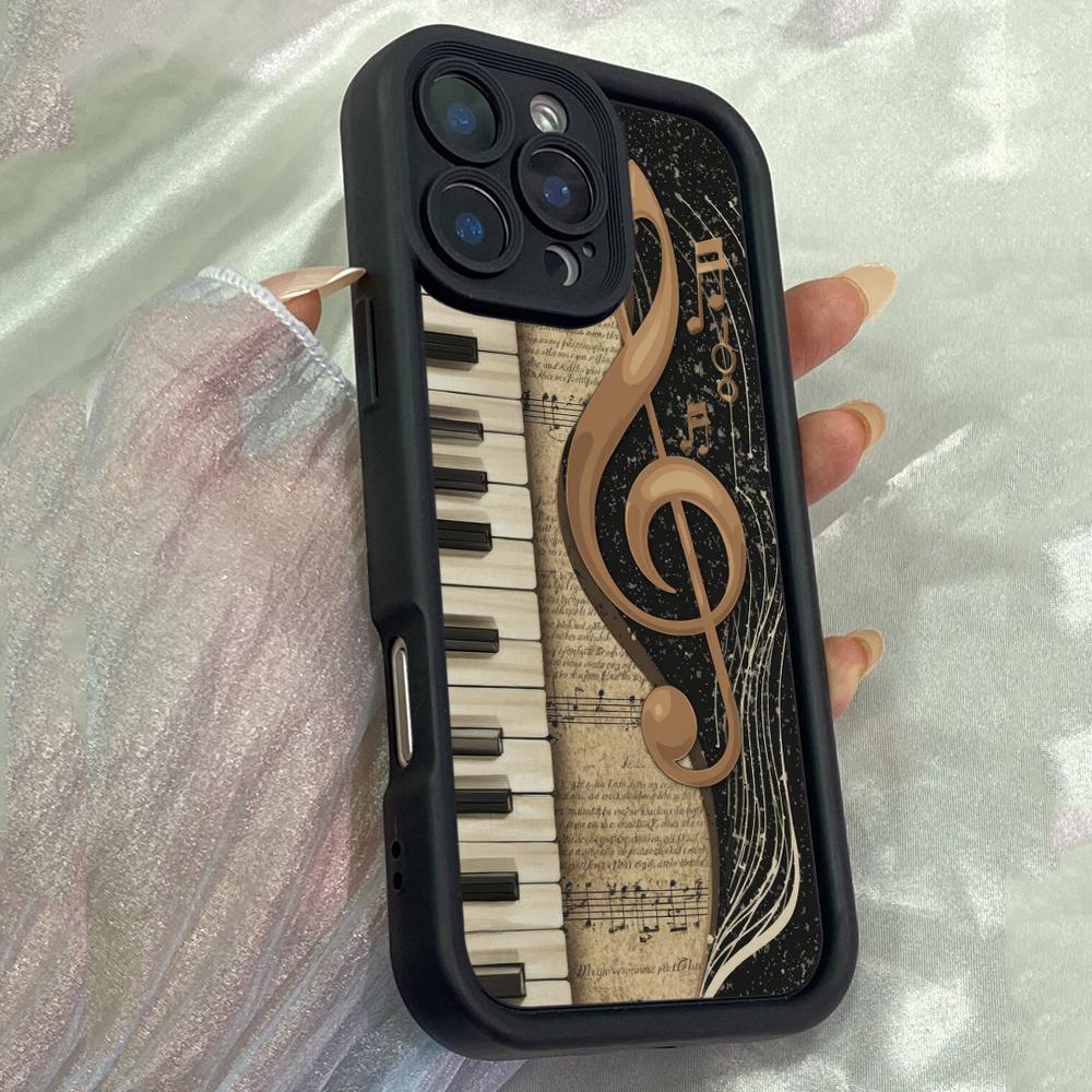 

JT398 Искусство нот пианино для iPhone 17 16 15 14 13 12 Pro Max Samsung S26 S25 Ultra A17 A07 A56 A16 A15 A14 A13 Xiaomi 15T 13T Redmi 15c 14C Мягкий чехол for iPhone 5/5s чёрный