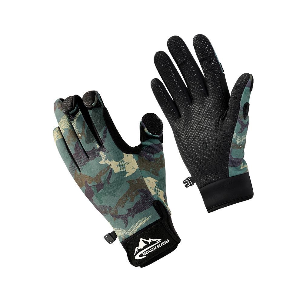 Guantes de Pesca Antideslizantes de Otoño/Invierno - Cálidos, Resistentes al Desgaste, con Forro Polar, Sin Dedos, Táctiles DB68.