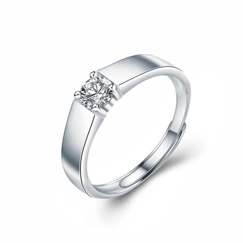 Couple Rings Adjustable Moissanite Promise Him Her