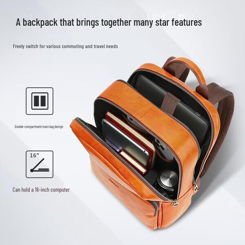 Navigare Men's Top-Grain Leather Laptop Backpack