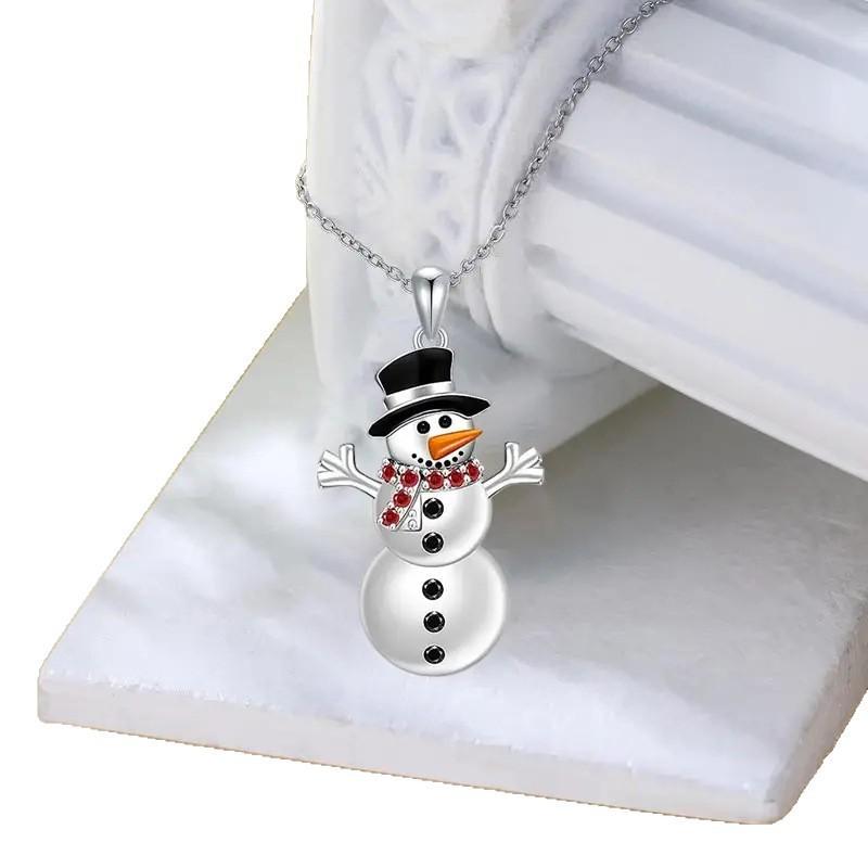 Shaped Cute Doll Christmas Necklace With Rhinestone Alloy Chain For Holiday Wear