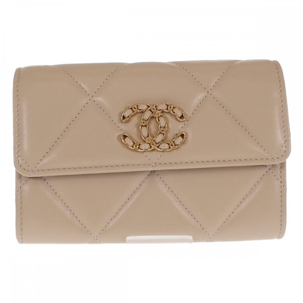 Chanel AP2700_B04852_N5025 Bifold Wallet Beige Lambskin Women