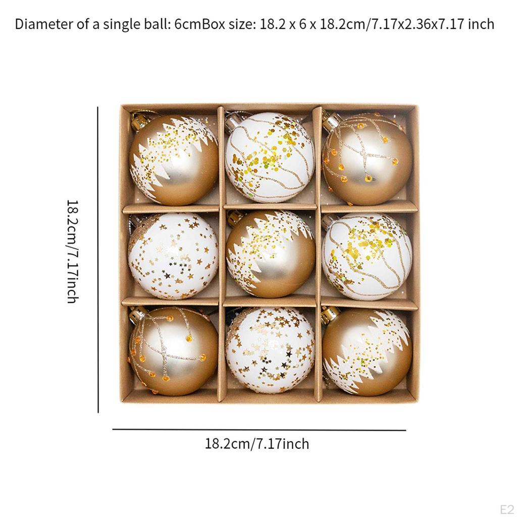 9 Pack 2.3inch Christmas Tree Balls for Holiday Decoration