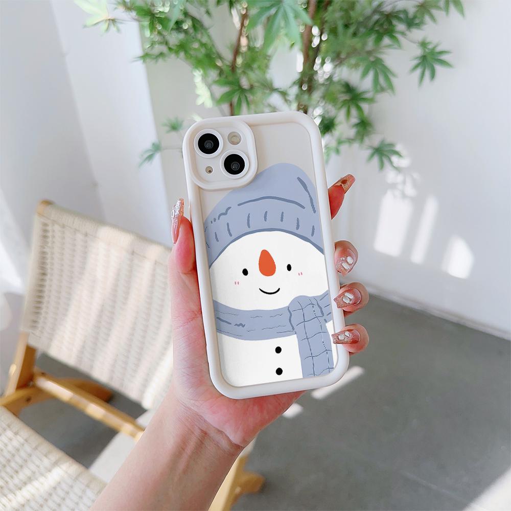 Cute Snowman Pattern Soft TPU Phone Case for iPhone 17 Air 16 15 14 Pro Max Plus 13 12 Mini 8 7 X Xs Back Cover