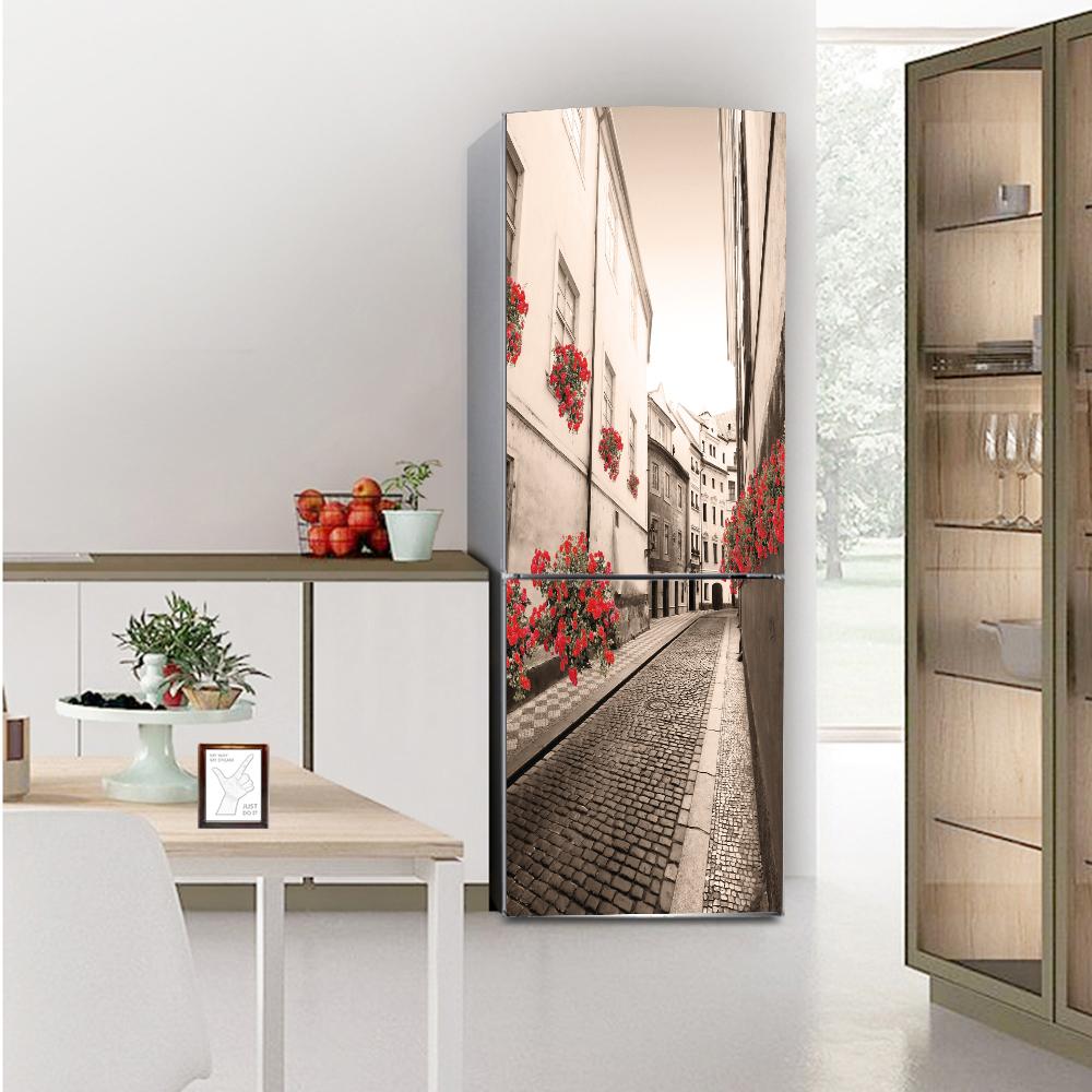 DIY Nature Landscape Fridge Wallpaper Vinyl Sticker 3D Forest Flower Refrigerator Decal Self-adhesive Kitchen Home Renovation Mural Poster Art Film
