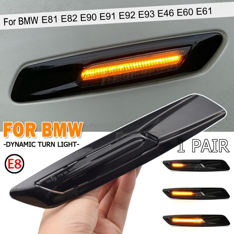 Dynamic Amber 12V LED Side Marker Lights Turn Signal Lamp For BMW 1 3 5 Series F30 E90 E91 E92 E93 E46 E60 E61 Style