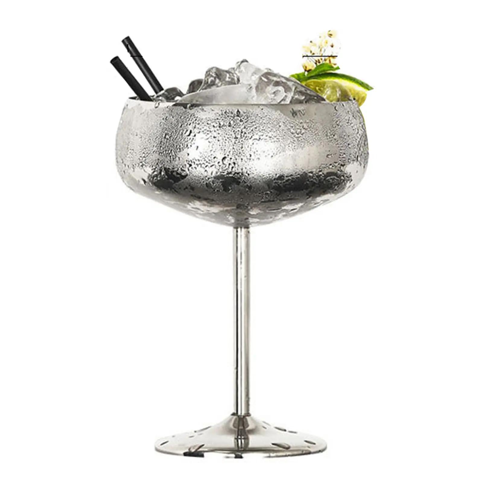 

2pcs 450ml Wide Mouth Juice Kitchen Solid Stainless Steel Wine Glass Wedding Drinkware Party Cocktail Champagne Smooth Surface