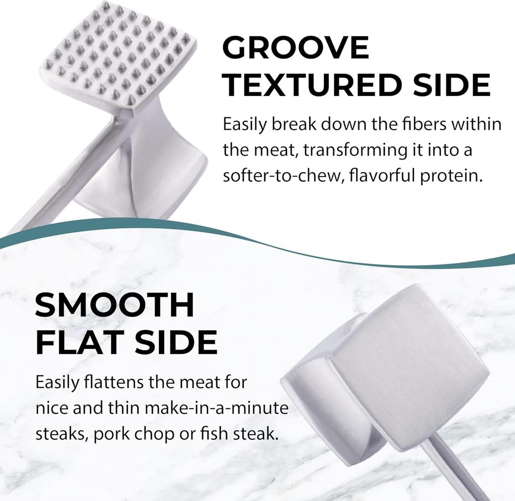 Meat Tenderizer Hammer with Comfortable-Grip Handle, Dual-side Mallet for Kitchen, Heavy Duty Pounder For Tenderizing Steak, Beef and Fish