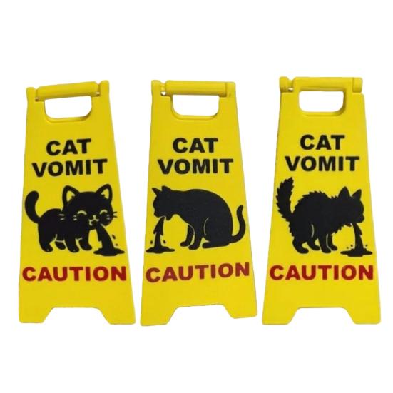 Cat Vomit Caution Sign Humorous Cat Puke Warning Sign Novelty Gag Gifts for Pet Lovers Home Desk Decor