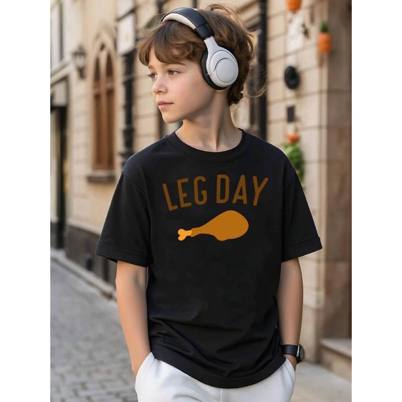 

European SizeBoys Pattern Printed T Shirt with Fun Legs and Chicken Leg Design Soft 98cm чёрный