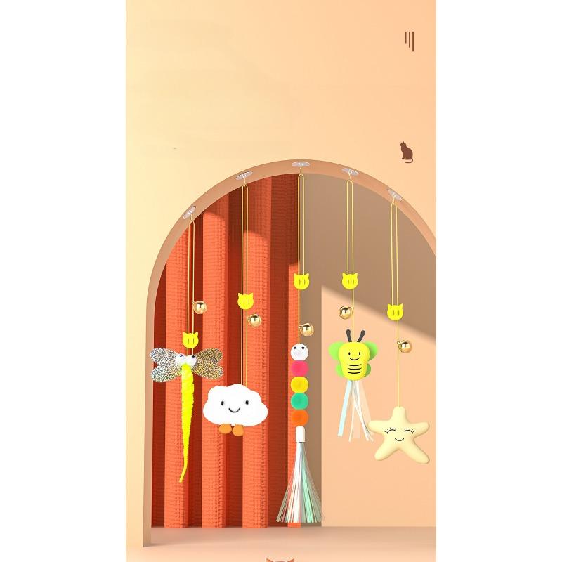 Cat Toy Swing Sticky Disc Elastic with Bell Hanging Door Teasing Cat Rope Long Rope Teasing Cat Toy Accessories Pet Kitten Toy