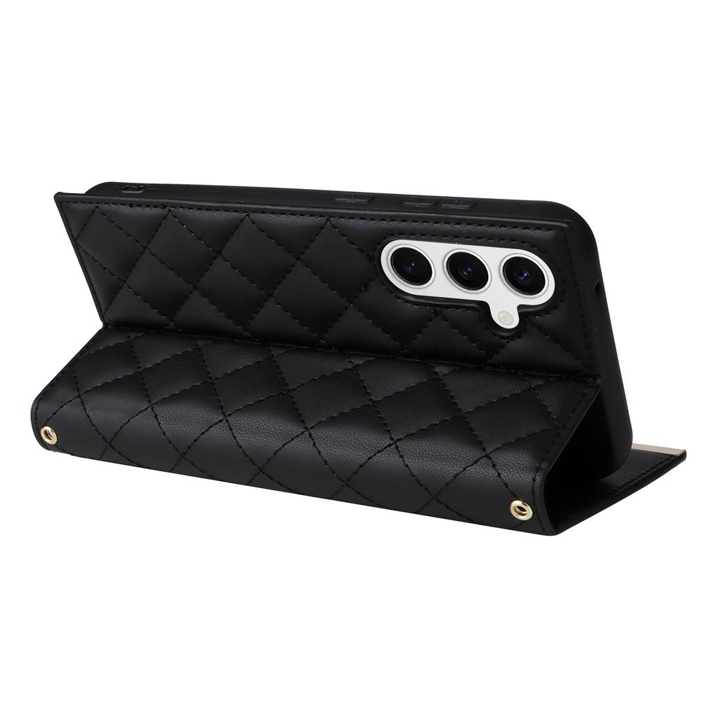For Samsung Galaxy S25 Case Suction Cup PU Leather Wallet Phone Cover with Straps