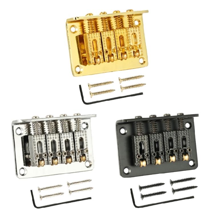 Electric Guitar Fixed Bridge, Zinc Alloy 4 String Guitar Bridge Roller Tailpiece