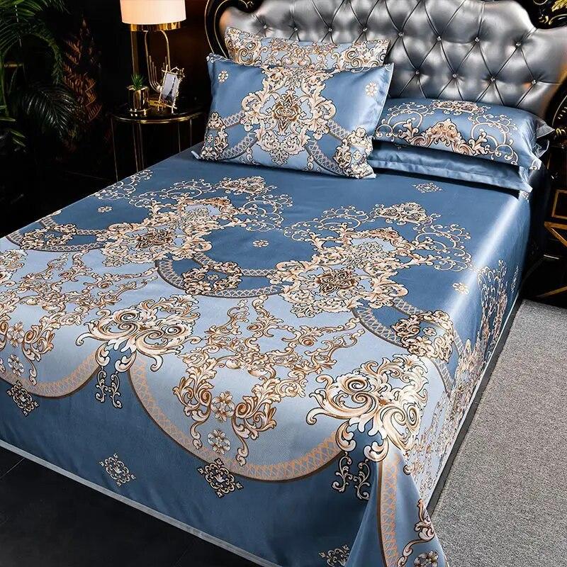 Luxury Smooth Linen Bed Sheet Set Home Bedding Decor Cooling Mat Machine Washable Bed Sheet Queen King Size with Pillowcases