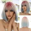 Women's Simulation Wig 30cm Hair Short Straight Wig Full Headgear Rose Hair Net Headdress Beauty Decoration Wig