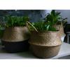 Storage Basket Rattan Straw Basket Flower Baskets Garden Planter Flower Pot Wicker Folding Flower Pot Seagrasss