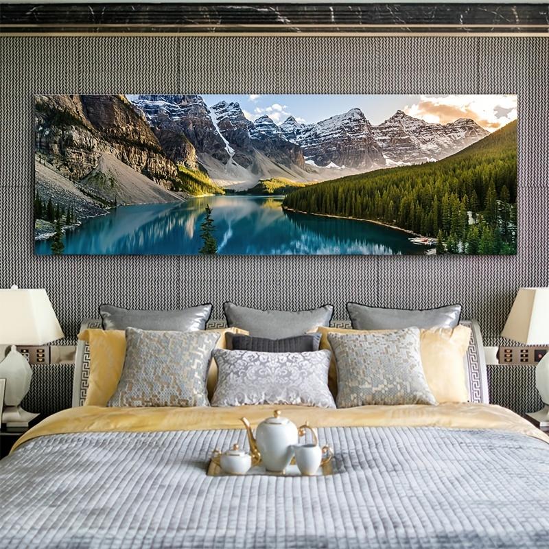 Landscape Canvas Painting, Lake Forest Mountain Scenery Painting Wall Art Decor Posters For Living Room Bedroom Prints Picture
