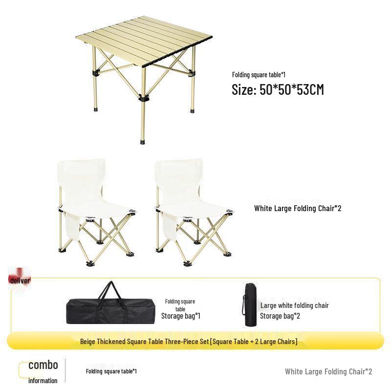 Portable Outdoor Folding Table and Chair Set - Egg Roll Design for Camping and Fishing