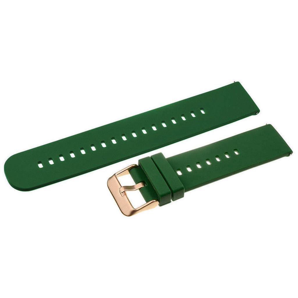Pasek Gumowy Do Zegarka U27 - Ciemnozielony/Rosegold - 22Mm