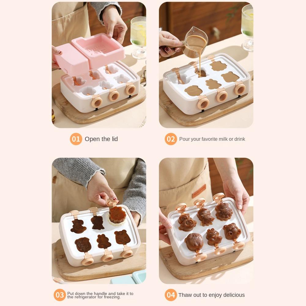 Cartoon Shape DIY Ice Cream Mold Reusable Popsicle Maker Silicone Ice Pop Molds  Kitchen Tools
