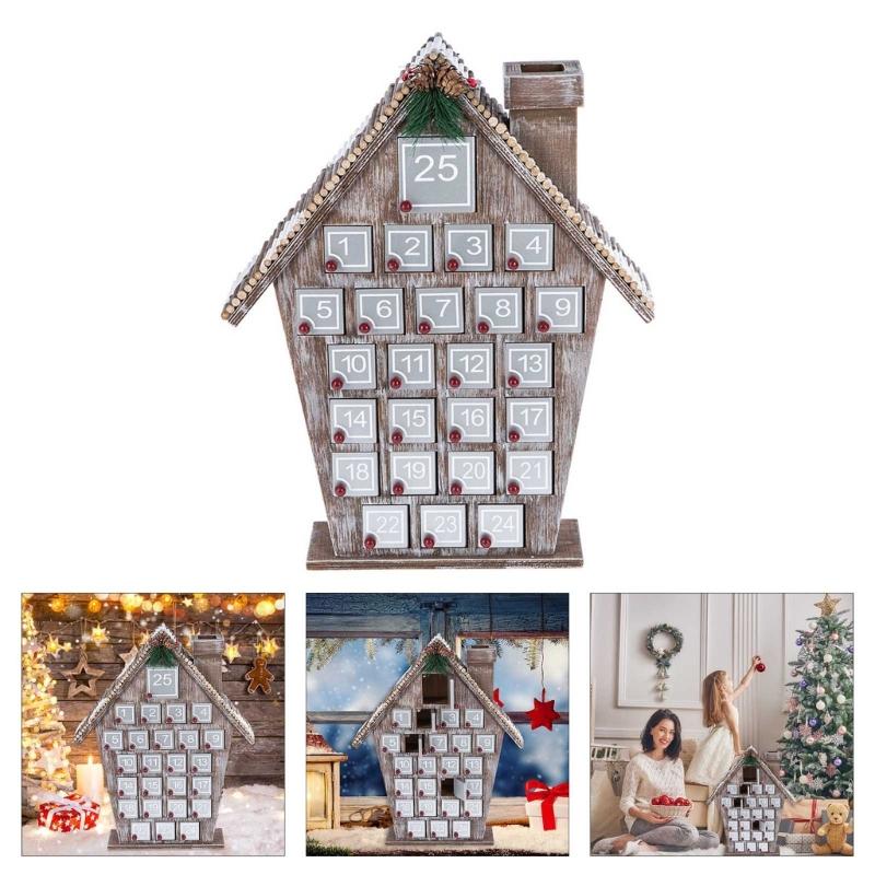 Christmas Countdown Calendar 25 Days Countdown Calendar Desk Ornament with 25 Present Box for Adult Kid Home Decoration
