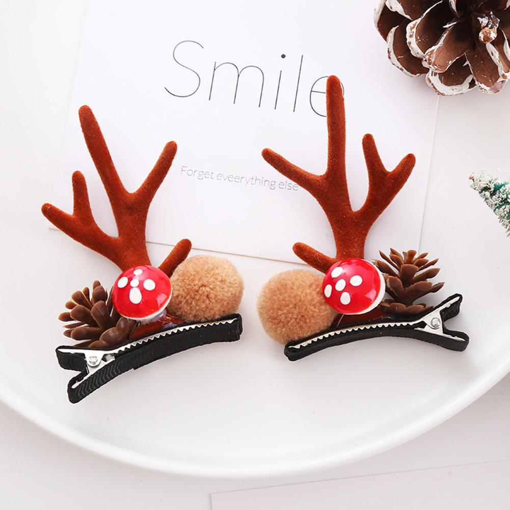 1Pair Christmas Deer Antler Hair Clip Women's Christmas Headwear Children's Hair Accessories Hairband Fashion Festival Gift