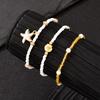 3Pcs/Set Bohemian Starfish Rice Beads Shell Anklet Set for Women Summer Gold White Color Multilayer Anklet Vacation Jewelry Gift