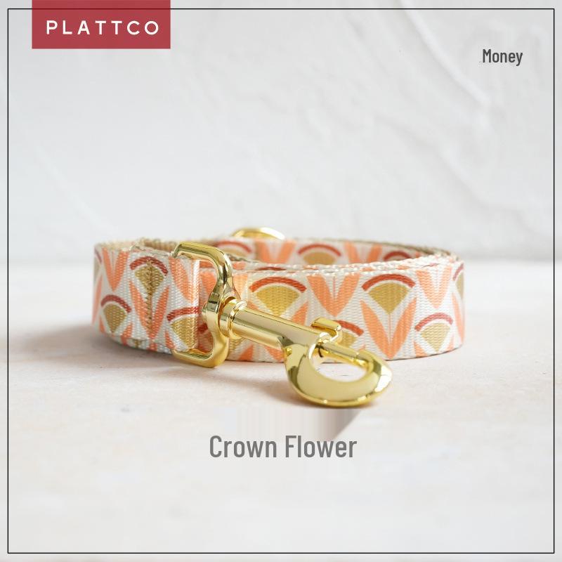 PLATTCO Crown Flower Imitation Nylon Pet Collar & Leash PDL352 S 2.0cm x (31-41cm)