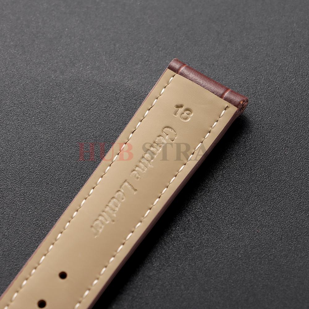 18mm Genuine Cowhide Watch Strap Universal Band Pin Buckle Butterfly Clasp Band Soft Wrist Watchband Bracelet Watch Accessories