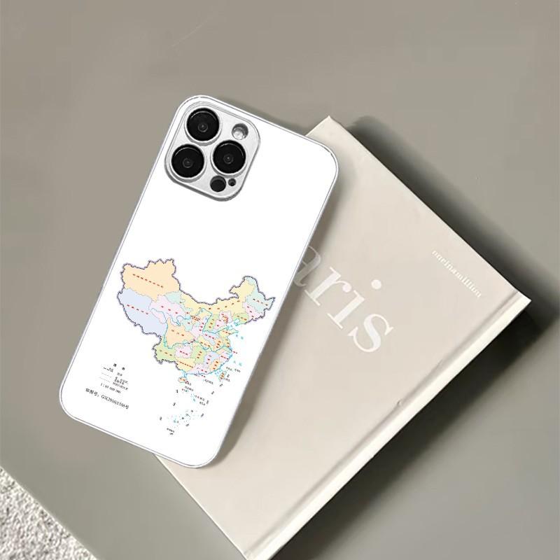 

Cartoon Map for Apple 16promax Mobile Phone Case for IPhone15/14 New Cartoon 13 Glass Case For Apple 6/6S