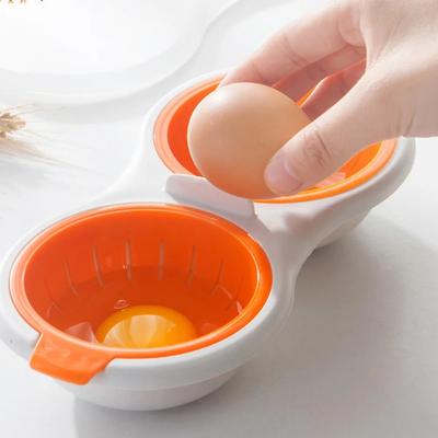 Drenante Cuociuova Doppia Tazza Cuociuova Microonde Uova Bracconiere Rotondo Doppio Innovativo Utensili da cucina Strato di scorta Cuociuova