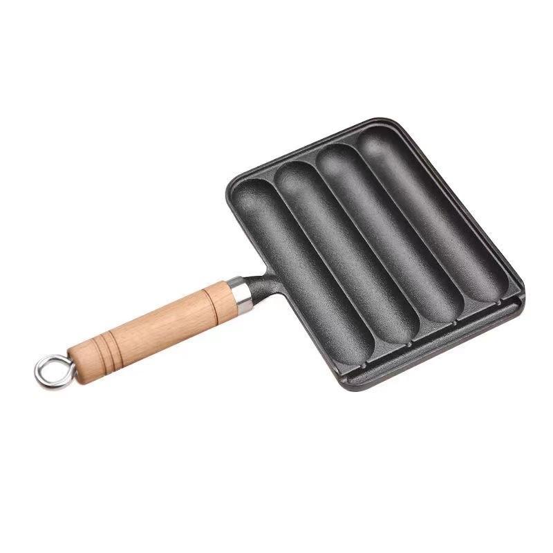 

Cast Iron Sausage Pan Pre-Seasoned Pot For Grilled Sausage Comfortable To Hold Sausage Cooking Tool For Induction Cooker чорний