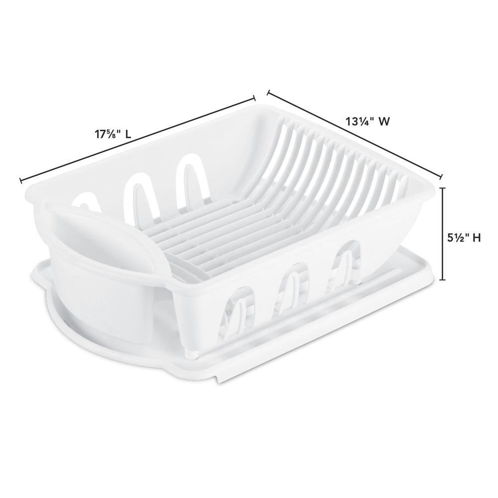 2 Piece Sink Set Dish Drainer with Inclined Drainboard Flatware Storage Cup Holder Kitchen Drying Rack System