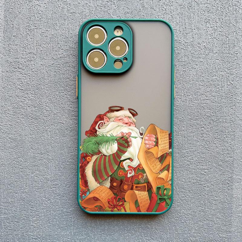 Coques de téléphone de Noël Cartoon de Luxe pour IPhone 11 12 13 Mini Pro Max 14 15 16 Pro Max Plus XS XR X Simple Père Noël Antichoc