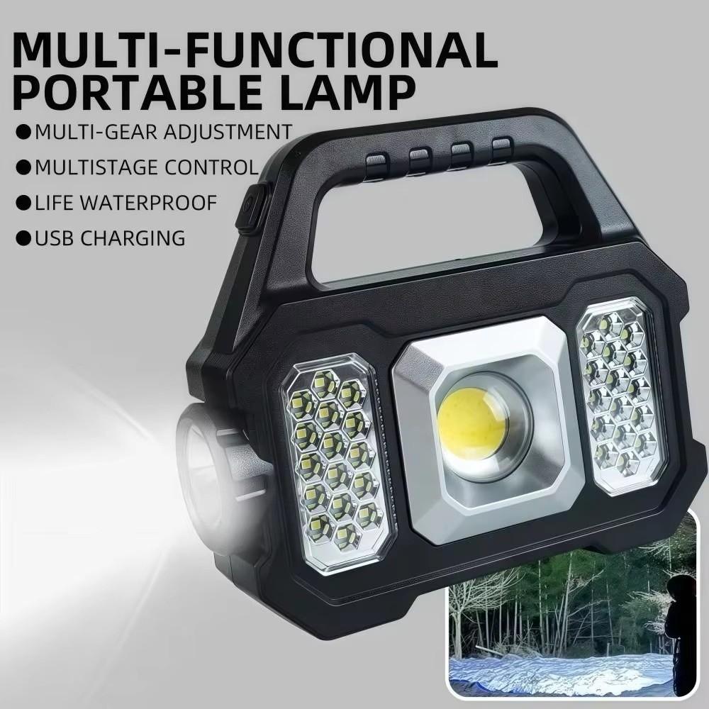 COB Technology Solar Searchlight Zoomable Handheld Flashlight Camping Work Light Camping