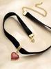 New Trendy Personality Shiny Red Heart Pendant Necklace Black Velvet Collar for Women Hallowmas Party Retro Gothic Jewelry Gifts