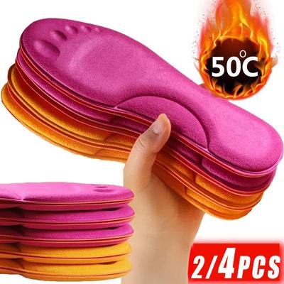 2/4Pcs Self Heating Insoles Thermostatic Thermal Insole Massage Memory Foam Arch Support Shoe Pad Heated Pads Winter Men Women