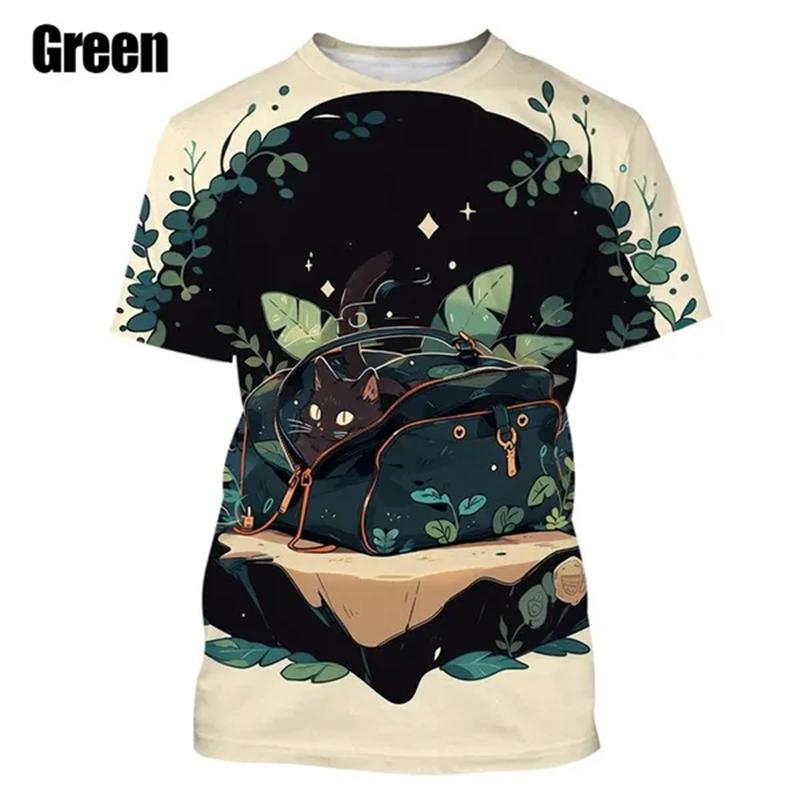New Fashion Cute Animal 3D Printed Cat T-Shirt Casual Street Summer Short Sleeve O Neck Streetwear Baggy Tops Men Women Tees