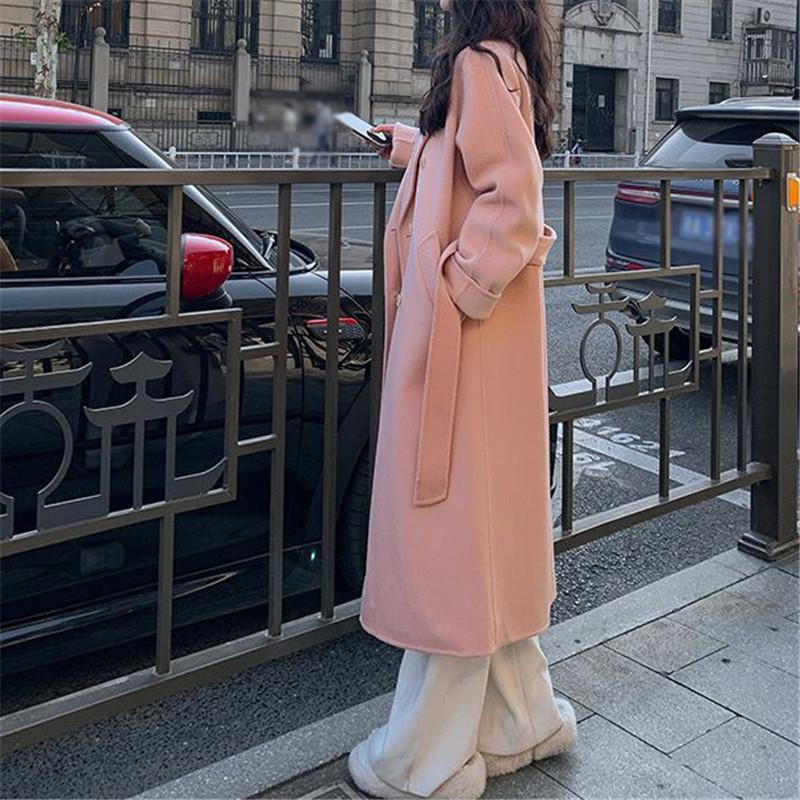 Tooxika New Autumn And Winter Commuter Solid Color Wool Coat For Women Mid-length Lace-up Wool Coat